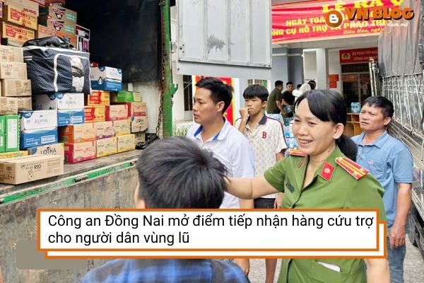 Công an Đồng Nai mở điểm tiếp nhận hàng cứu trợ cho người dân vùng lũ