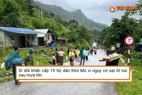 Di dời khẩn cấp 19 hộ dân Khơ Mú vì nguy cơ sạt lở núi sau mưa lớn